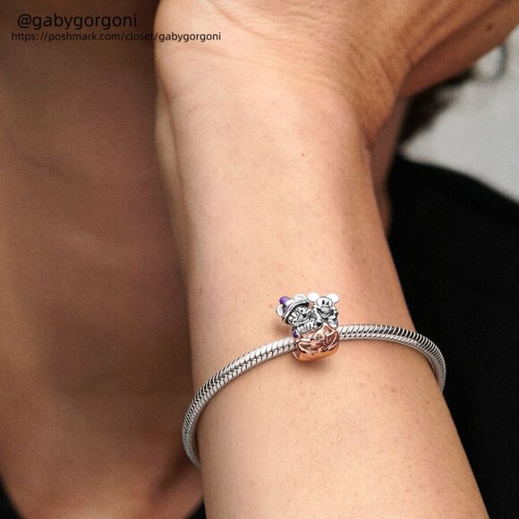 Pandora Disney Mickey Mouse & Minnie Mouse Halloween Pumpkin Charm - Picture 2 of 2